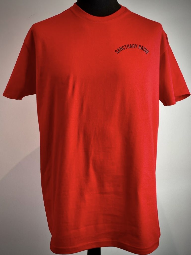 FRONT OF UNISEX RED T SHIRT